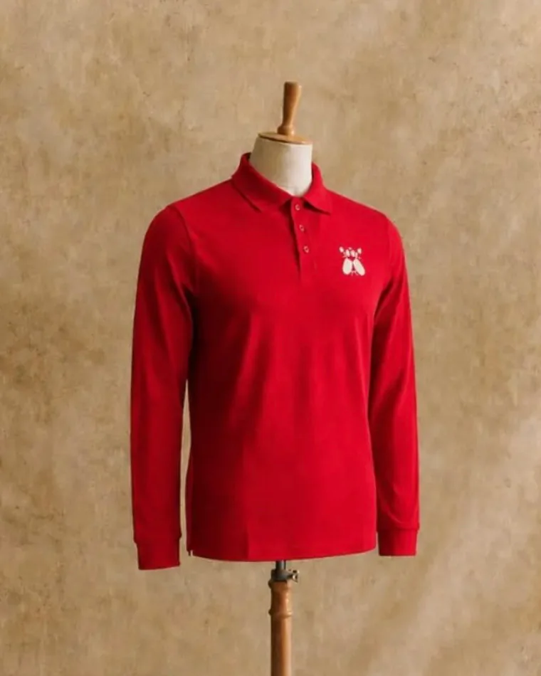 SACXESS Long Sleeve Golf T-shirt in Red.